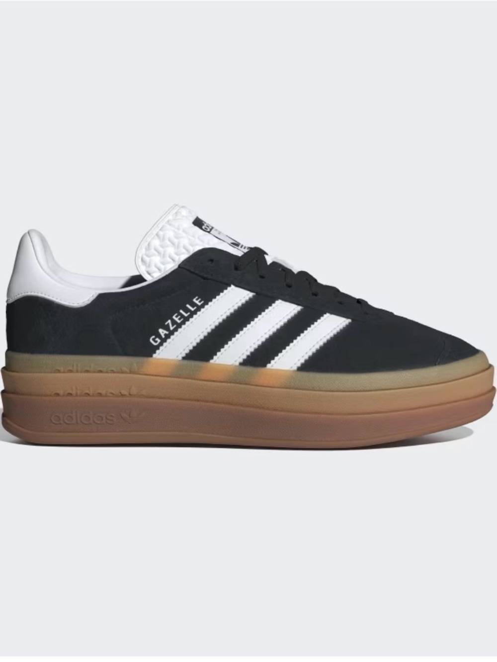 adidas Gazelle Women’s Black & White Platform Sneaker with Gum Sole